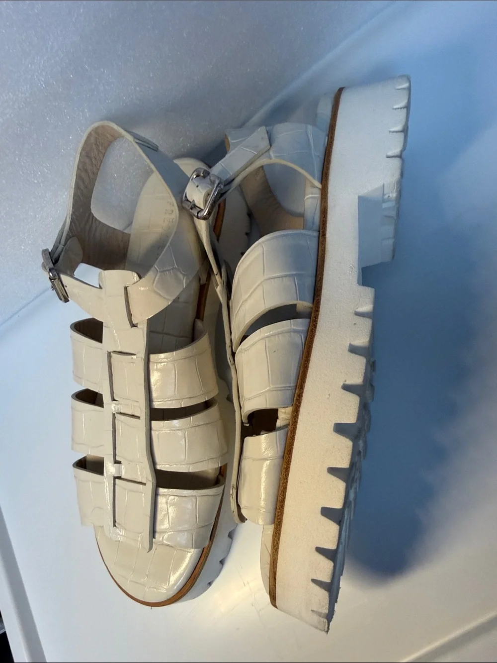Freda Salvador Darya Lug Sole Fisherman Sandals Bone US 9.5 Made in 🇪🇸 Spain